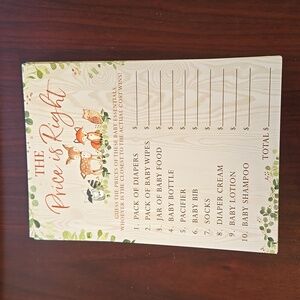 Baby shower card game
